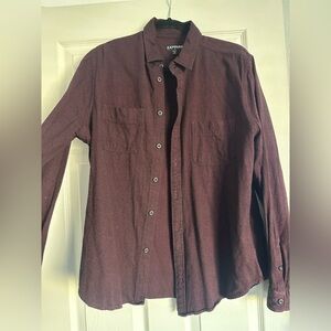 Express Men's Dark Maroon Button Down Shirt